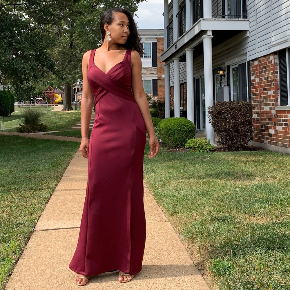 Burgundy Formal Maxi Dress Gown